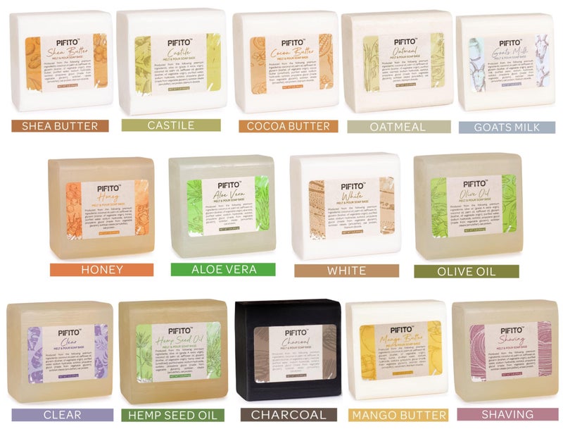 Pifito Melt and Pour Soap Base Sampler (7 lbs) â”‚ Assortment of 7 Bases (1lb ea) â”‚ Clear, White, Goats Milk, Shea Butter, Oatmeal, Honey, Olive Oil â”‚ Glycerin Soap Making Supplies - Image 4